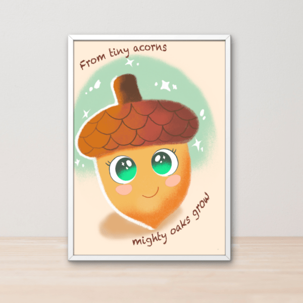 Cute acorns art print for kids