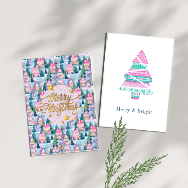 christmas greeting cards bundle set